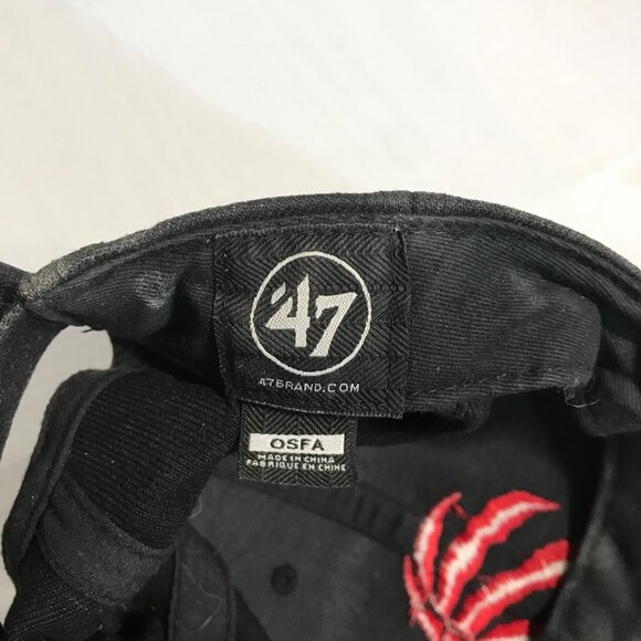 Toronto Raptors '47 Brand OSFA Black Cap With Red Claw Logo - Picture 7 of 9